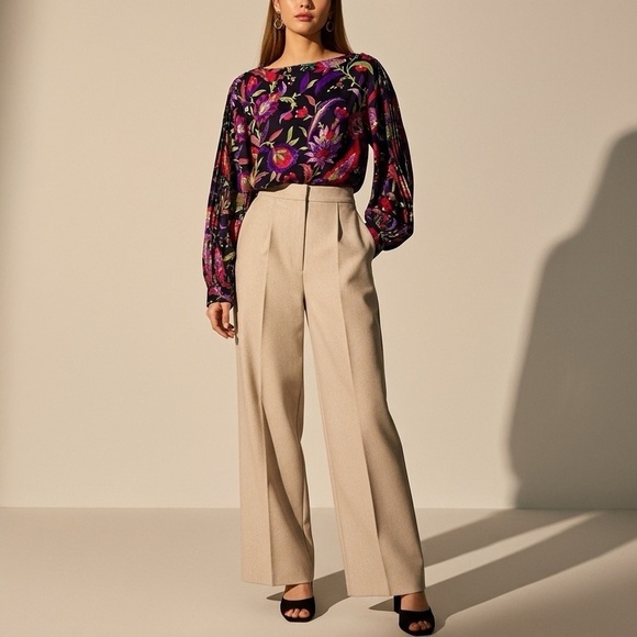 Lauren Ralph Lauren Tops - Lauren Ralph Lauren Boat Neck Long Sleeve Lightweight Floral Blouse Size XL
